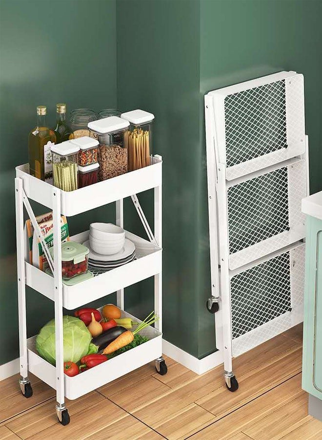 إيه جي دي عربة بعجلات متعددة الأغراض وقابلة للطي وتتضمن 3 طبقات أبيض - Image 1