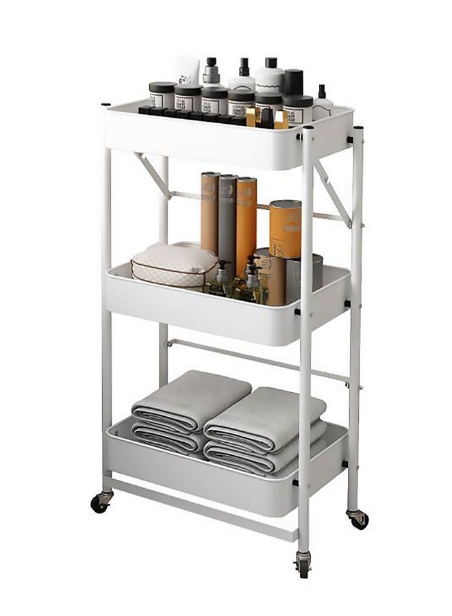 إيه جي دي عربة بعجلات متعددة الأغراض وقابلة للطي وتتضمن 3 طبقات أبيض - Image 2