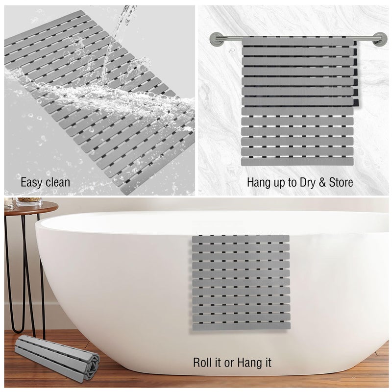 MBOSS Bathtub Mat Non Slip, Shower Mat for Inside Shower, Suction Cups Design and Drain Holes, 27.5 X 15.7 Inch, Bathroom Essentials Safe, Easy to DIY Cut, Soft and Eco-Friendly Materials - Image 5