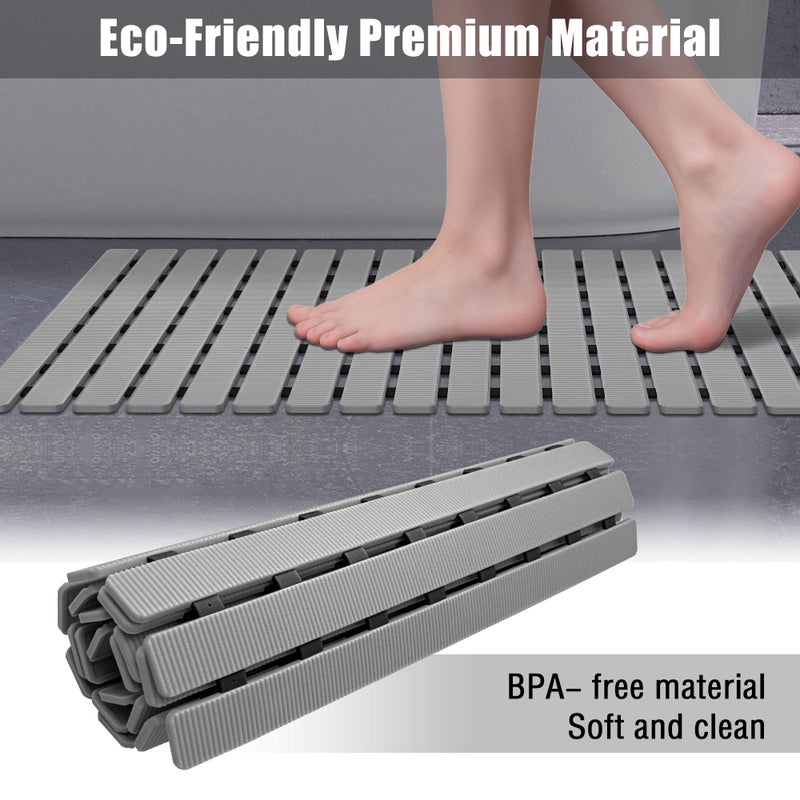 MBOSS Bathtub Mat Non Slip, Shower Mat for Inside Shower, Suction Cups Design and Drain Holes, 27.5 X 15.7 Inch, Bathroom Essentials Safe, Easy to DIY Cut, Soft and Eco-Friendly Materials - Image 4