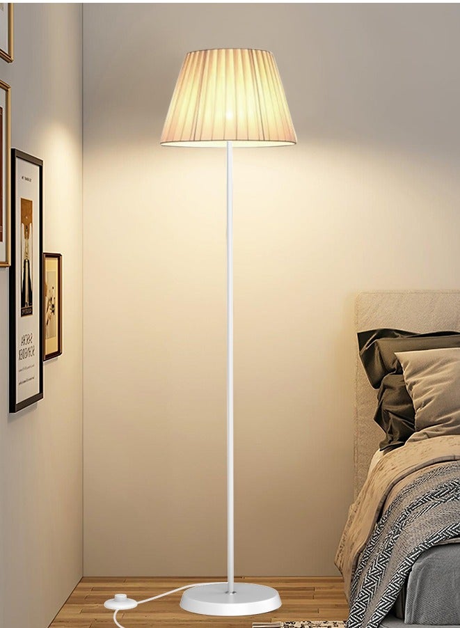 Sumkyle Floor Lamp with Fabric Lampshade, Modern Tall Floor Lamps for Living Room, Floor Standing Lamps Home Decor, Floor Lighting for for Bedroom, Study Room, Office (White) - Image 4