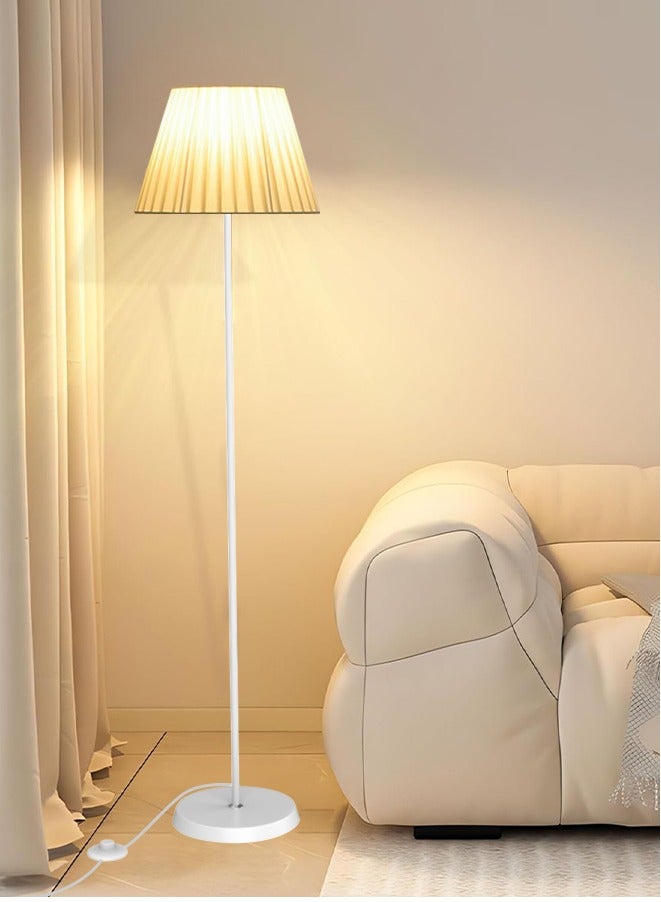 Sumkyle Floor Lamp with Fabric Lampshade, Modern Tall Floor Lamps for Living Room, Floor Standing Lamps Home Decor, Floor Lighting for for Bedroom, Study Room, Office (White) - Image 3