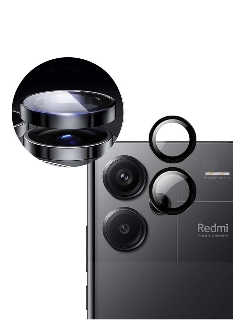 Wtech Xiaomi Redmi Note 13 Pro+ / Xiaomi Redmi Note 13 Pro Plus 5G 2023 Premium Alloy Ring Camera Lens Tempered Glass Protector Shield (MLHICR) - Black  - Image 1