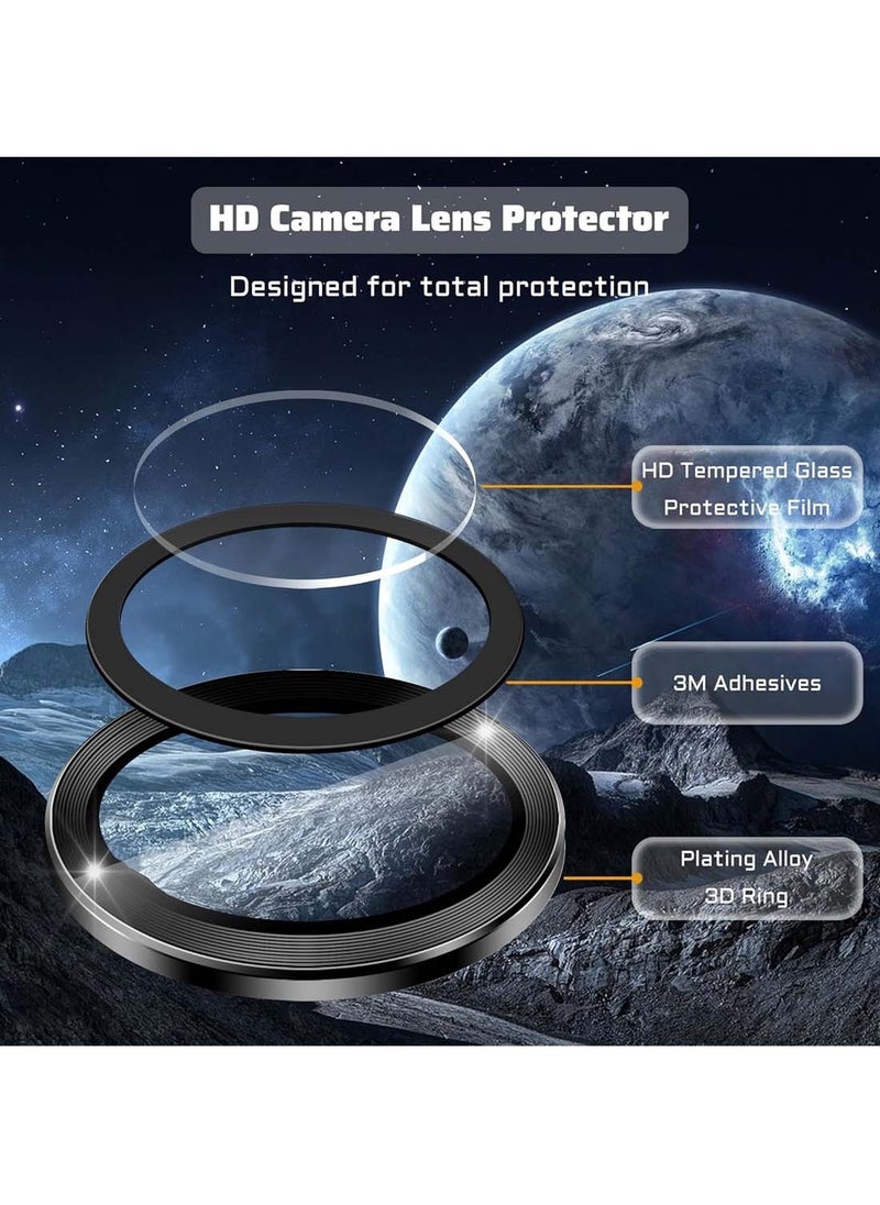 Wtech Xiaomi Redmi Note 13 Pro+ / Xiaomi Redmi Note 13 Pro Plus 5G 2023 Premium Alloy Ring Camera Lens Tempered Glass Protector Shield (MLHICR) - Black  - Image 2