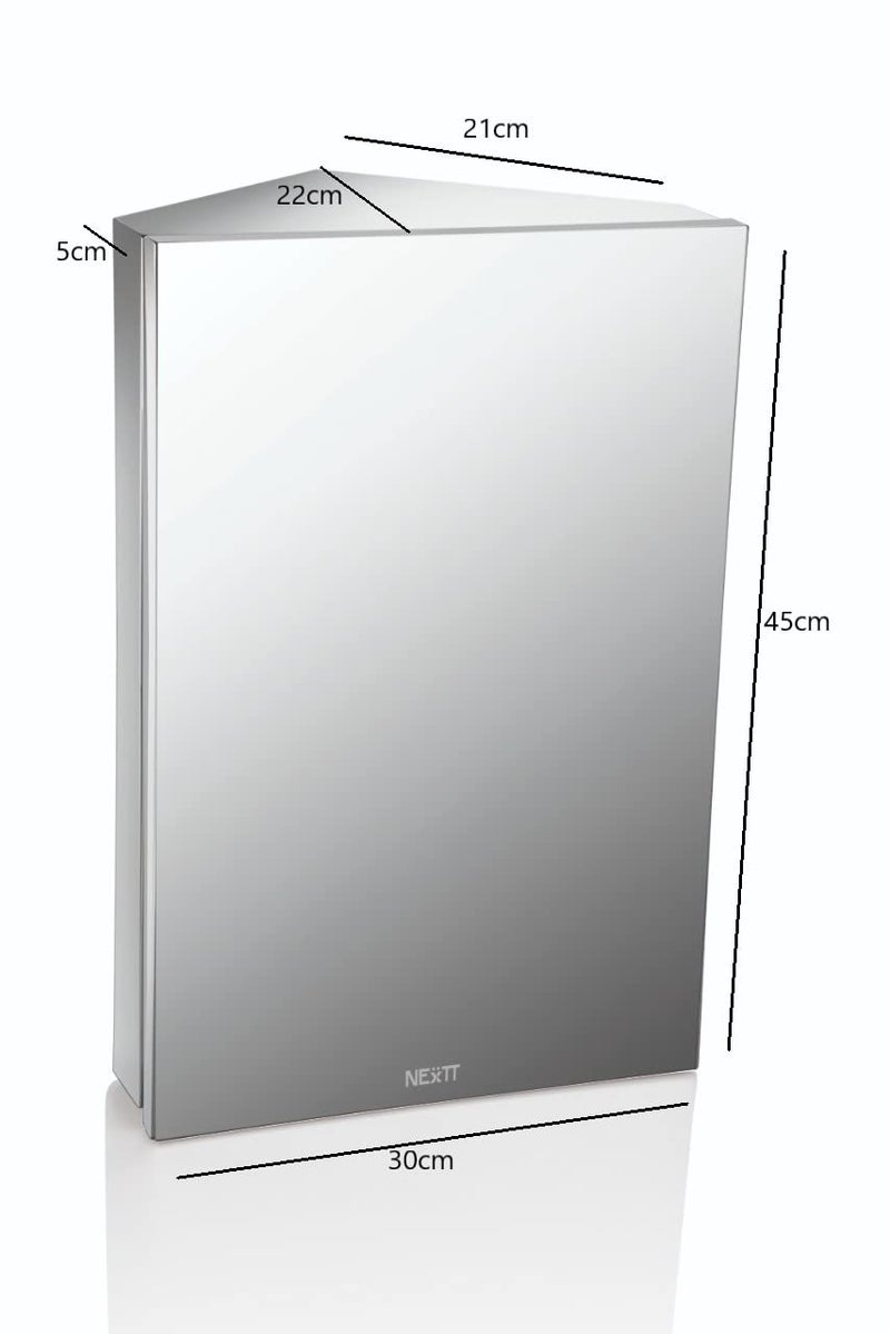 NAVRANG INNOVATIONS NAVRANG INNOVATIONS Stainless Steel Corner Cabinet with Mirror and Shelves 45 30cm 1 Door  - Image 2