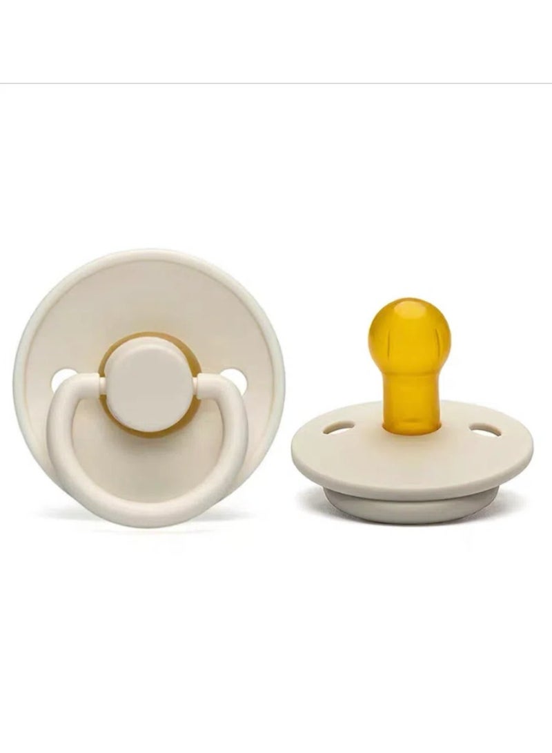 Baby Pacifiers | 1-Pack Soothers | Round Nipple | BPA-Free Natural Latex Food Grade  |  Super Soft Bite Resistance  |  Sleep Anti-Flatulence  |  Baby Teething Toy |  Ivory