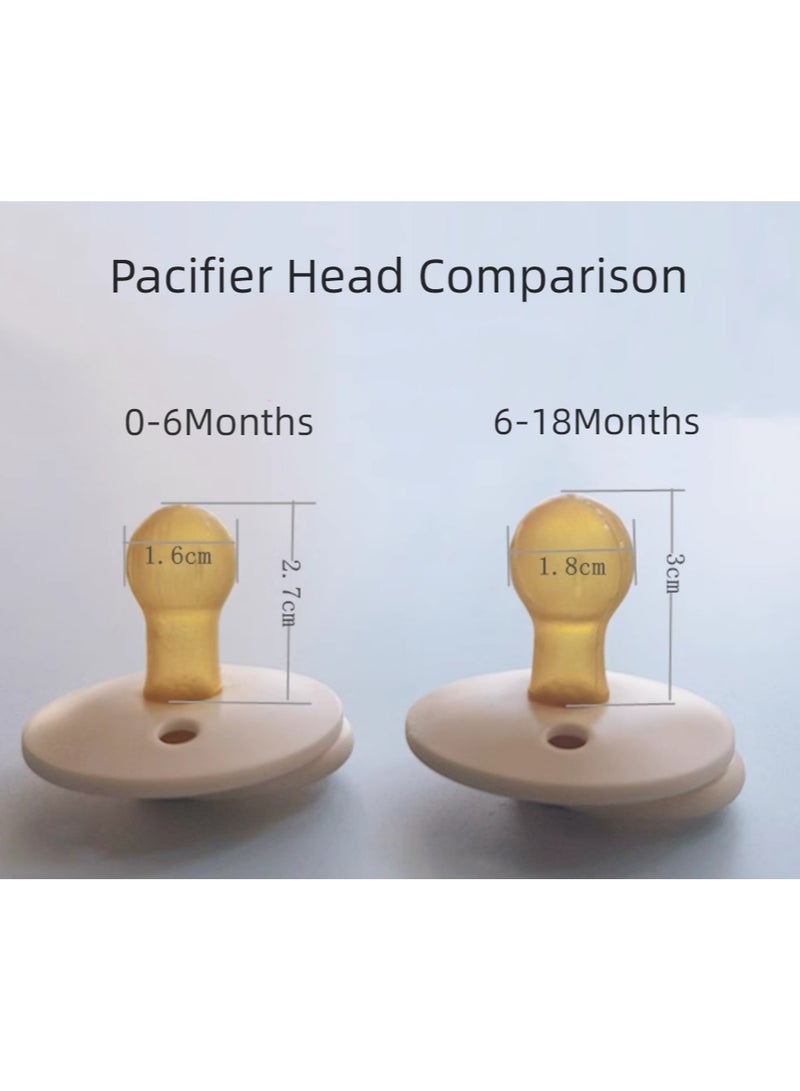 Baby Pacifiers | 1-Pack Soothers | Round Nipple | BPA-Free Natural Latex Food Grade  |  Super Soft Bite Resistance  |  Sleep Anti-Flatulence  |  Baby Teething Toy |  Ivory