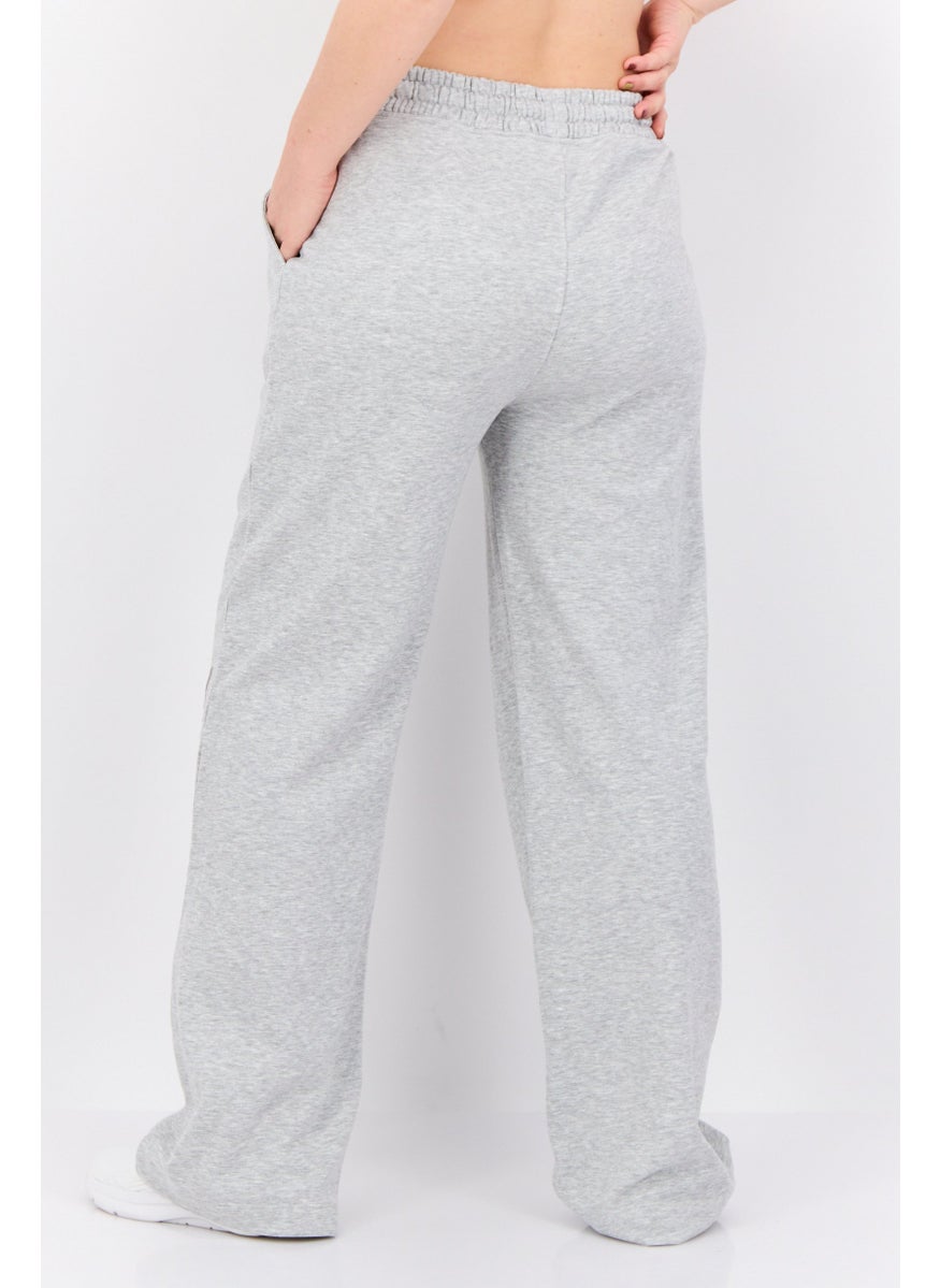 Juicy Couture - Women Regular Fit Embroidered Wide Leg Pants, Grey - Image 1