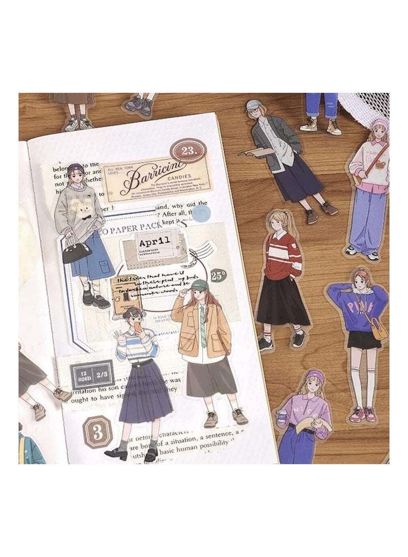 كاست ويف مجموعة ملصقات سجل القصاصات، ملصقات كرتونية مرسومة يدويًا للفتيات، ملصقات ملابس واشي فور سيزونز للفتيات، ملصقات تزيين يوميات مغلف الحرف اليدوية، 160 قطعة - Image 5