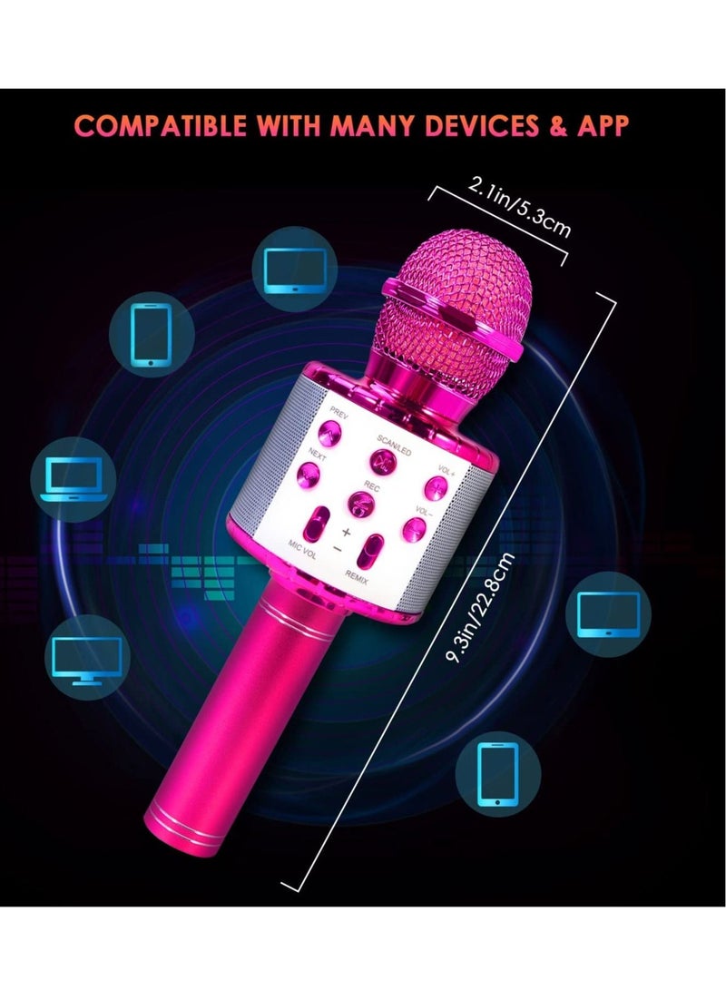 4 in 1 Karaoke Wireless Microphone with LED Lights, Portable Microphone for Kids, Great Gifts Toys for Kids, Girls, Boys and Adults (Purple)  - Image 3
