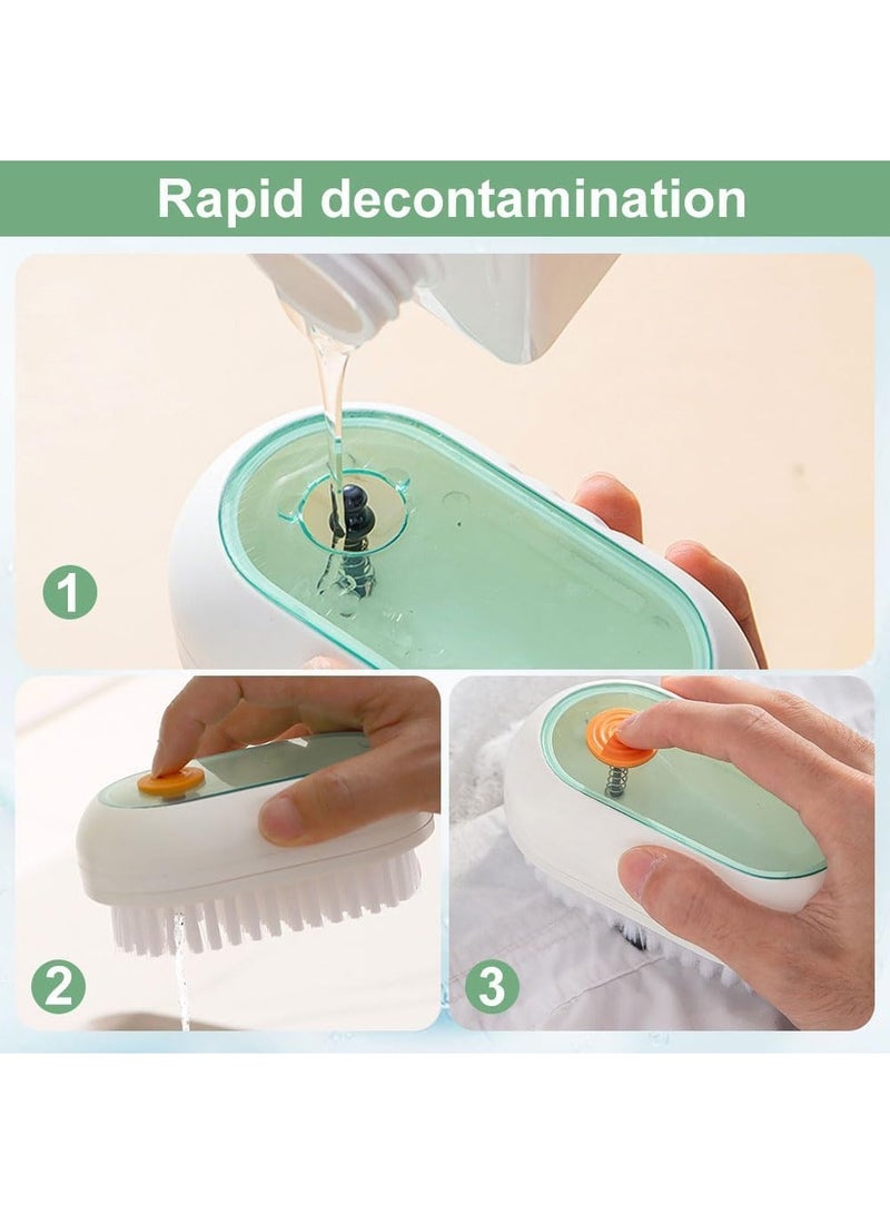 فرشاة تنظيف متعددة الوظائف 2 في 1، فرشاة تنظيف الأحذية السائلة، فرشاة الغسيل مع موزع الصابون، فرشاة تنظيف الحمام الفاخرة ذات الشعيرات الناعمة للاستخدام المنزلي (أخضر) - Image 5