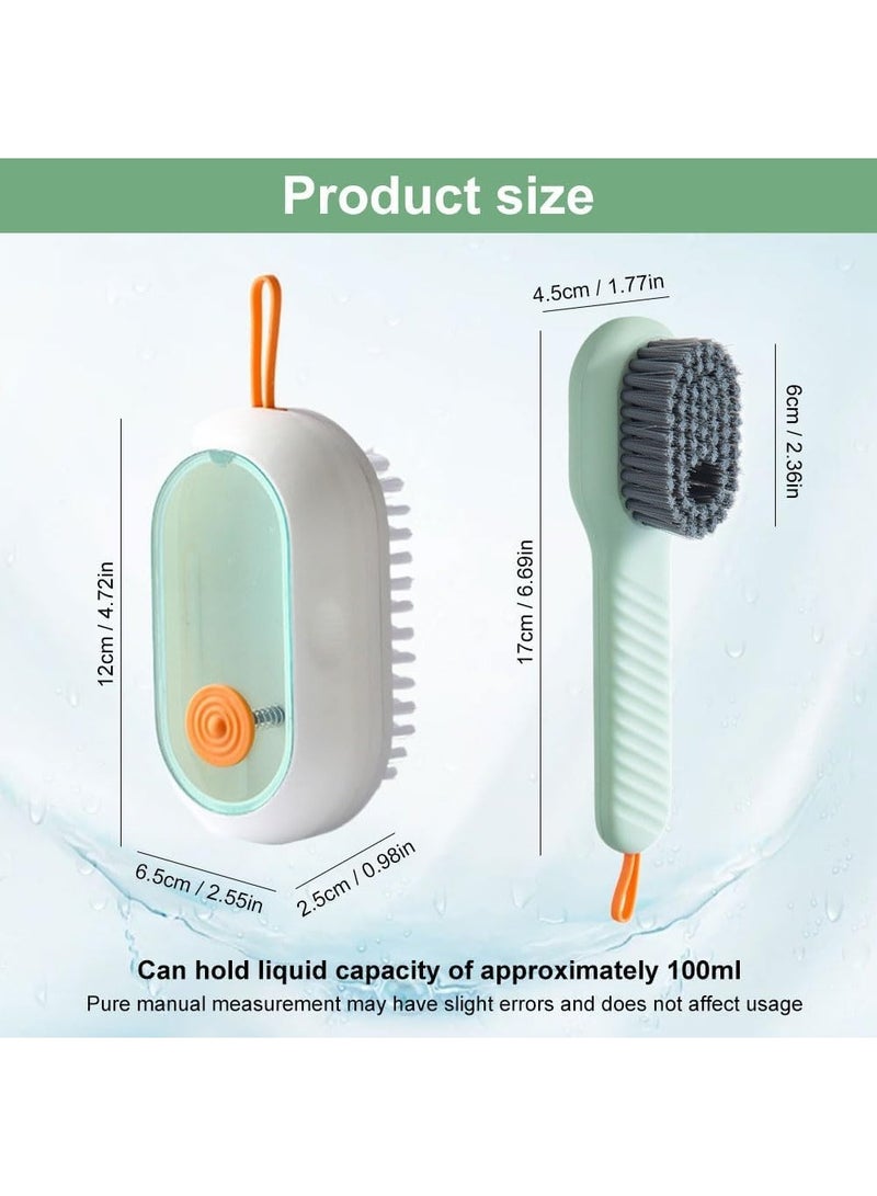 فرشاة تنظيف متعددة الوظائف 2 في 1، فرشاة تنظيف الأحذية السائلة، فرشاة الغسيل مع موزع الصابون، فرشاة تنظيف الحمام الفاخرة ذات الشعيرات الناعمة للاستخدام المنزلي (أخضر) - Image 2