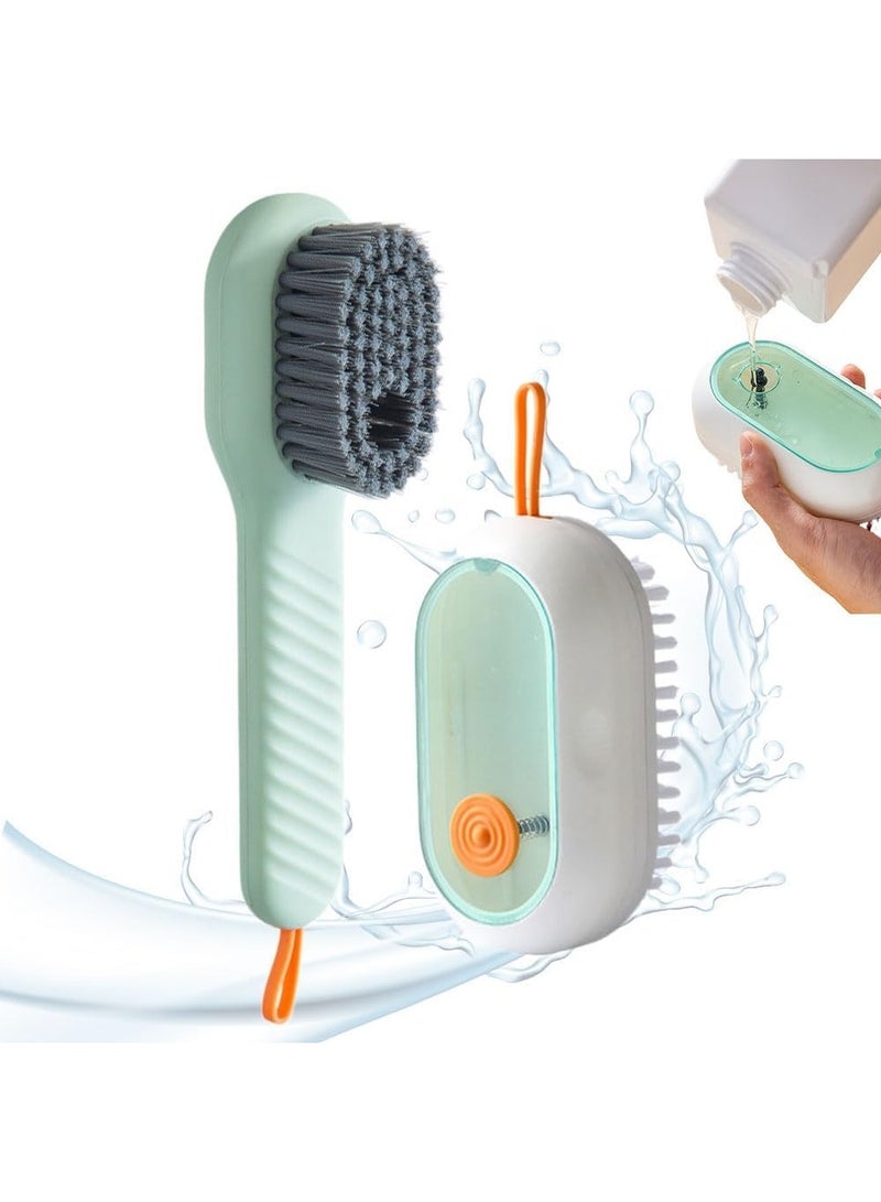 فرشاة تنظيف متعددة الوظائف 2 في 1، فرشاة تنظيف الأحذية السائلة، فرشاة الغسيل مع موزع الصابون، فرشاة تنظيف الحمام الفاخرة ذات الشعيرات الناعمة للاستخدام المنزلي (أخضر) - Image 1