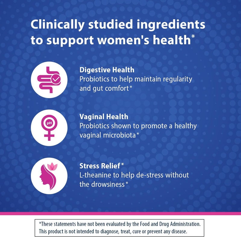 Florastor Her Digest and DeStress Womens Probiotic and Stress Relief Supplement Probiotics for Digestive Health Vaginal Probiotics and LTheanine for Mind and Body Wellness 30 Capsules - Image 5