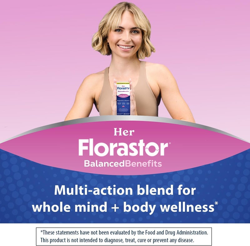 Florastor Her Digest and DeStress Womens Probiotic and Stress Relief Supplement Probiotics for Digestive Health Vaginal Probiotics and LTheanine for Mind and Body Wellness 30 Capsules - Image 3