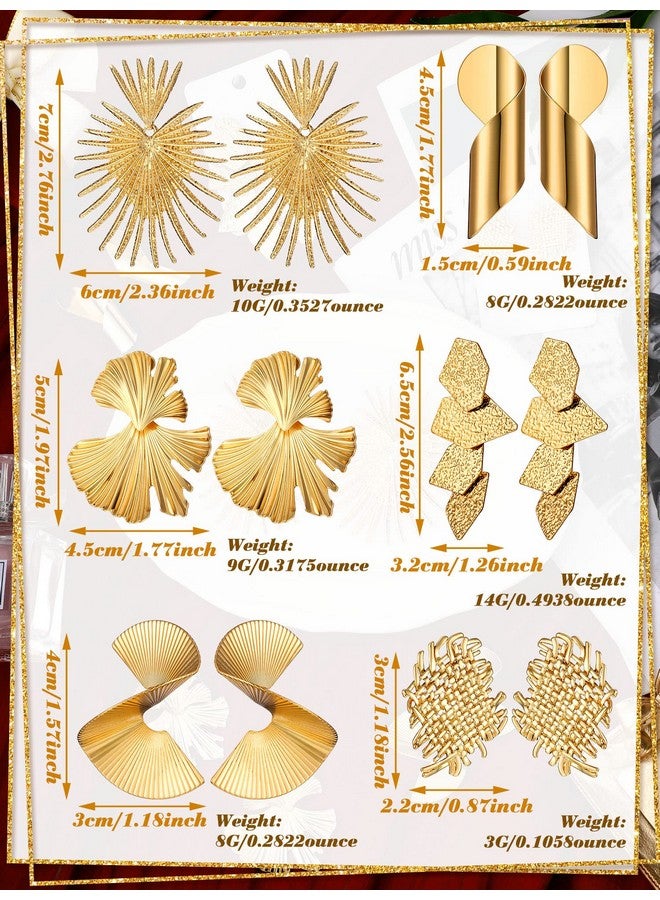 Glenmal 6 Pair Gold Color Threader Dangle Earrings Long Chain Statement Drop Dangle Earrings Jewelry for Women(Boho Geometric) - Image 2