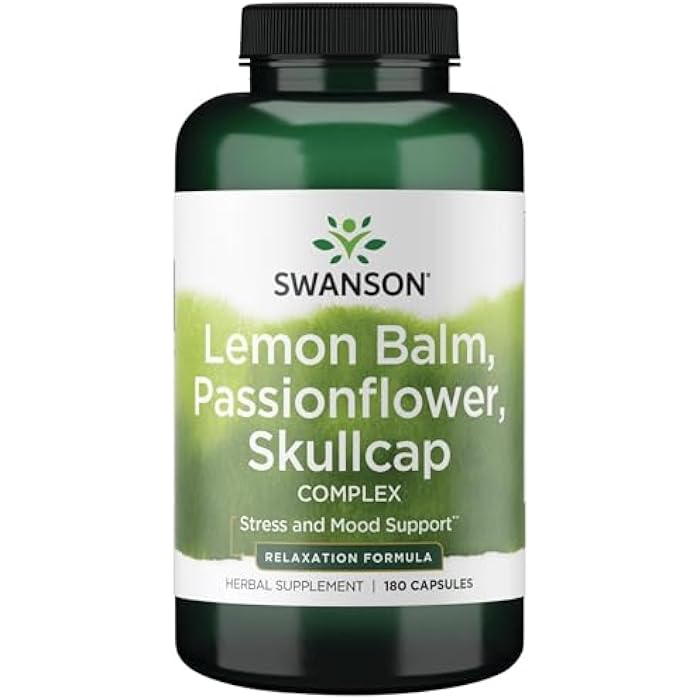 Swanson Lemon Balm Passion Flower Skullcap Complex 180 Capsules - Image 1