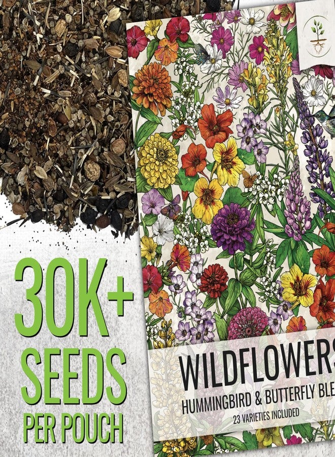 Seed Needs Wildflower Seeds Butterfly and Hummingbird Seed Mix 2 Ounce No Filler | 23 Varieties Annual & Perennial Species Such as Butterfly Milkweed, Cosmos & Zinnia | Resealable Bulk Package - Image 2