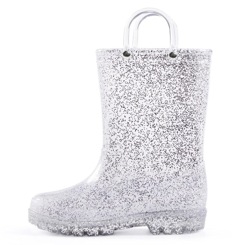 K KomForme Girls Rain Boots,Kids Glitter Waterproof Boots with Easy-on Handles - Image 1