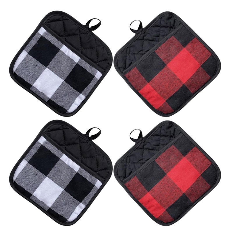 Heat Resistant Oven Mitts And Pot Holders Set 4Pcs Insulated Non Slip With Pocket - Image 2