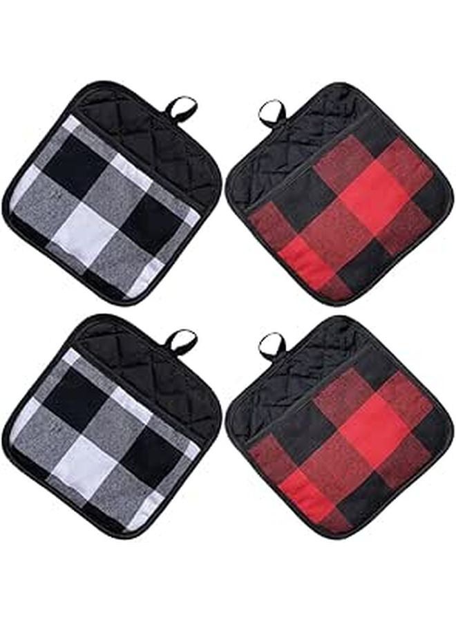 Heat Resistant Oven Mitts And Pot Holders Set 4Pcs Insulated Non Slip With Pocket - Image 1