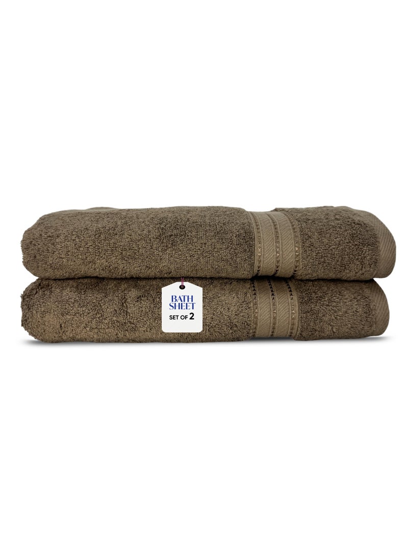 كاسينو Kassino Jumbo Bath Sheet (2 Pack, 80x160 cm) - 580 GSM Large Bath Towel,100% Combed Cotton, Soft & Quick-Dry Oversized Towels, Highly Absorbent, Double Stitched Hotel Quality Towels | Brown - Image 1