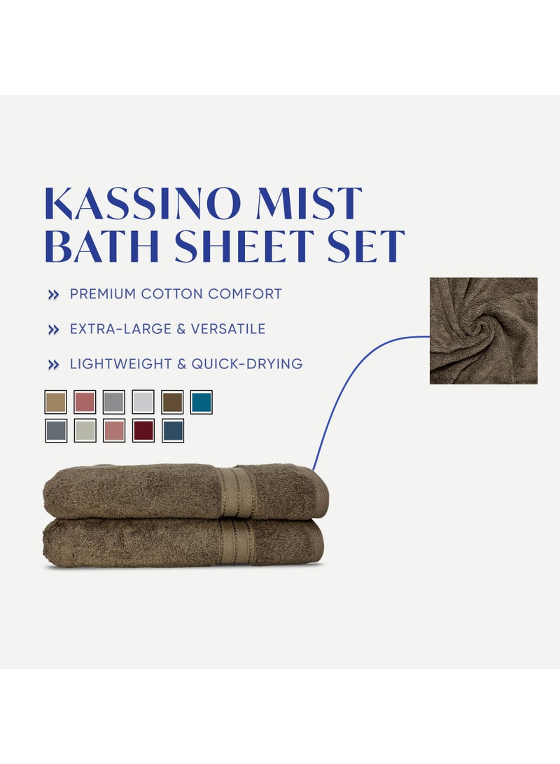 كاسينو Kassino Jumbo Bath Sheet (2 Pack, 80x160 cm) - 580 GSM Large Bath Towel,100% Combed Cotton, Soft & Quick-Dry Oversized Towels, Highly Absorbent, Double Stitched Hotel Quality Towels | Brown - Image 3