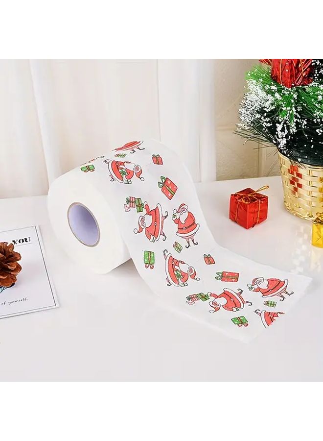 كرسمس بابا نويل ورق تواليت 3.94 × 3.94 بوصة أبيض أحمر أخضر ديكور العطلات - Image 5