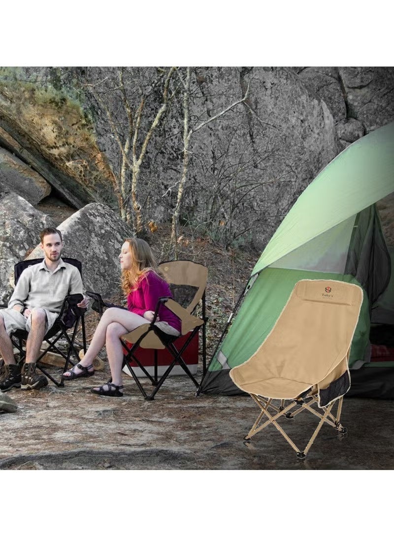 توبيز كرسي تخييم قابل للطي مصنوع من سبائك الألومنيوم للاستخدام الخارجي الجديد من Tobys مع مسند ظهر مرتفع كرسي صيد محمول للشاطئ - Image 3