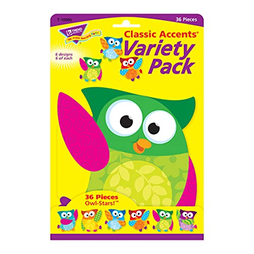 Trend Enterprises Trend Owl-Stars! Classic Accents Variety Pack, Classroom Bulletin Board Cut Outs, 5-1/2 to 6 Inches, 36 Count - Image 2