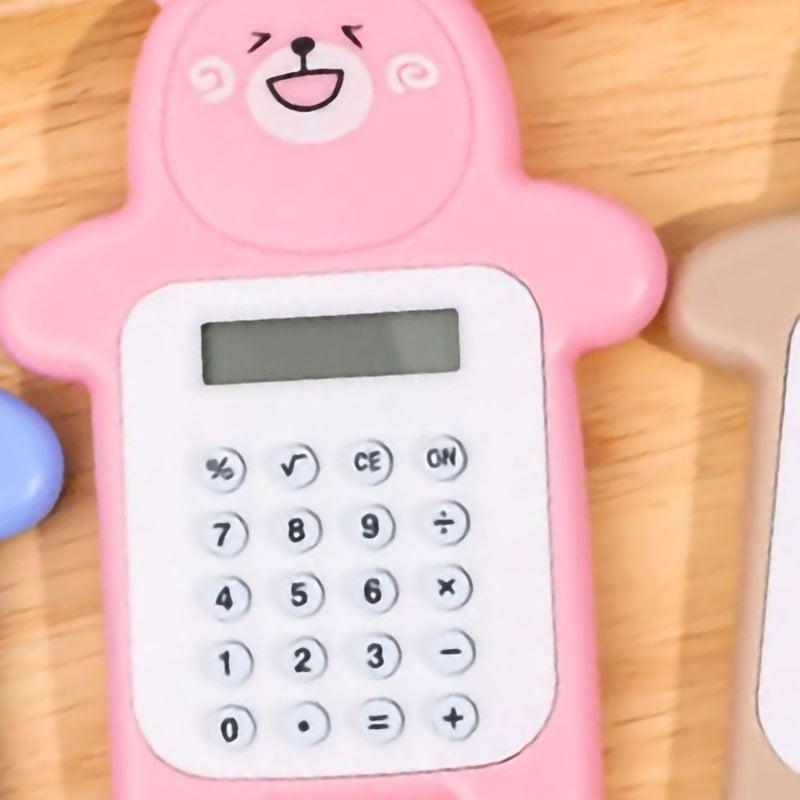 Portable Calculator Cute Bear Style 8 Digit Calculator Mini Cartoon Calculator for Girl Students Gift Pink Bear - Image 3