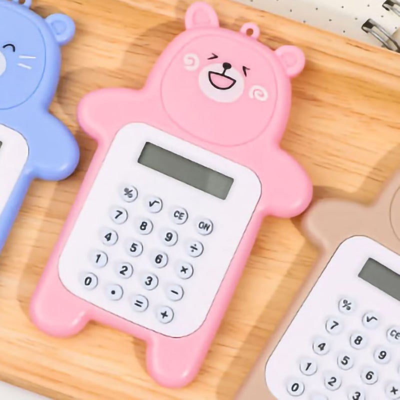 Portable Calculator Cute Bear Style 8 Digit Calculator Mini Cartoon Calculator for Girl Students Gift Pink Bear - Image 1
