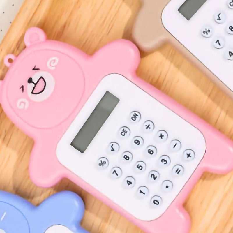 Portable Calculator Cute Bear Style 8 Digit Calculator Mini Cartoon Calculator for Girl Students Gift Pink Bear - Image 2