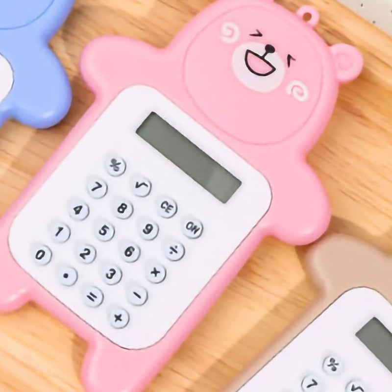 Portable Calculator Cute Bear Style 8 Digit Calculator Mini Cartoon Calculator for Girl Students Gift Pink Bear - Image 5