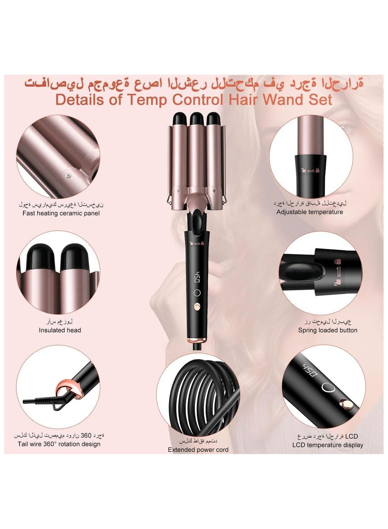 PANDA JOJO Curling Iron Set 5 in 1 Hair Curler, Temp Control Hair Wand Set with 5 Interchangeable Ceramic Barrel and Heat Protective Glove, Instant Heat Up Hair Crimper - Image 3