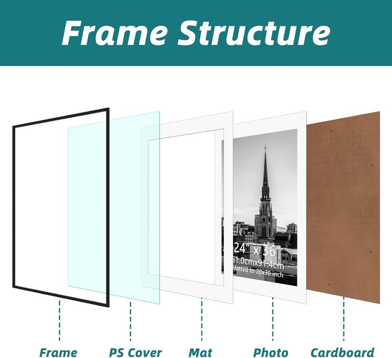 EYMPEU إطار صور EYMPEU، 60 × 90 سم، قطعة واحدة، إطار ملصقات للحائط، مناسب للمكاتب والمنازل، أسود - Image 2
