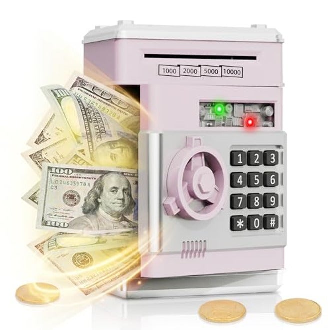 Refasy حصالة نقود نقدية، ماكينة صراف آلي، بنك إلكتروني للعملات المعدنية للأطفال من 3 إلى 12 سنة، صندوق توفير النقود، ماكينة صراف آلي صغيرة، عملات معدنية، ألعاب، هدايا لـ - Image 2