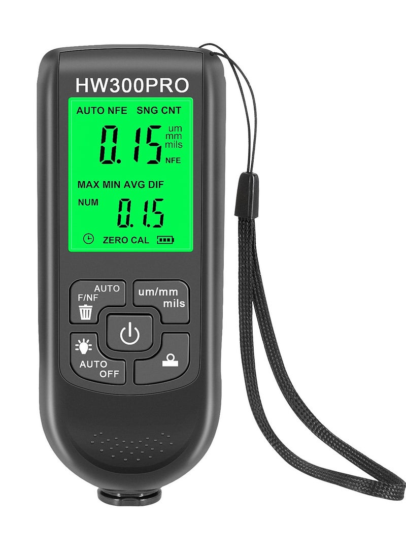 SYOSI HW-300Pro Digital Car Paint Thickness Gauge – Auto/Manual Fe  Non-Fe Coating Tester (0-2000μm) for Automotive Detailing, Used Car Inspection  Body Repair | High-Precision Paint Meter with LCD Screen - Image 1