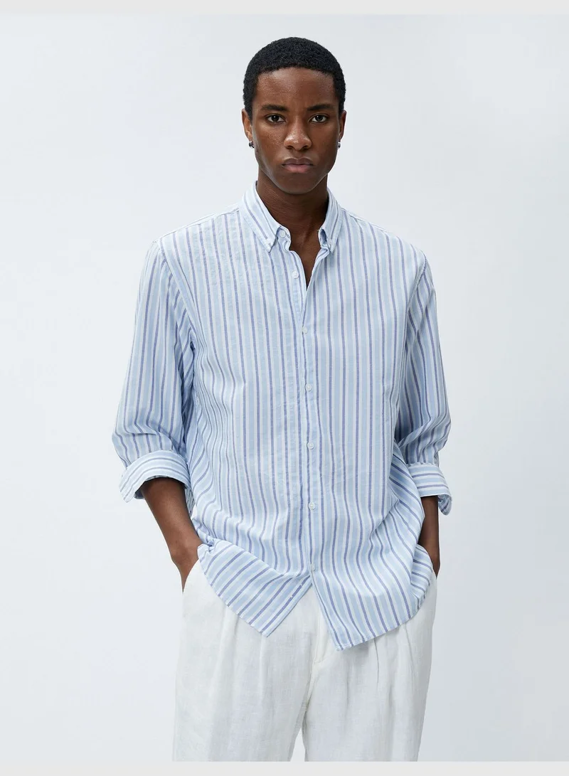 كوتون Regular Fit Neck Shirt Buttoned Long Sleeve