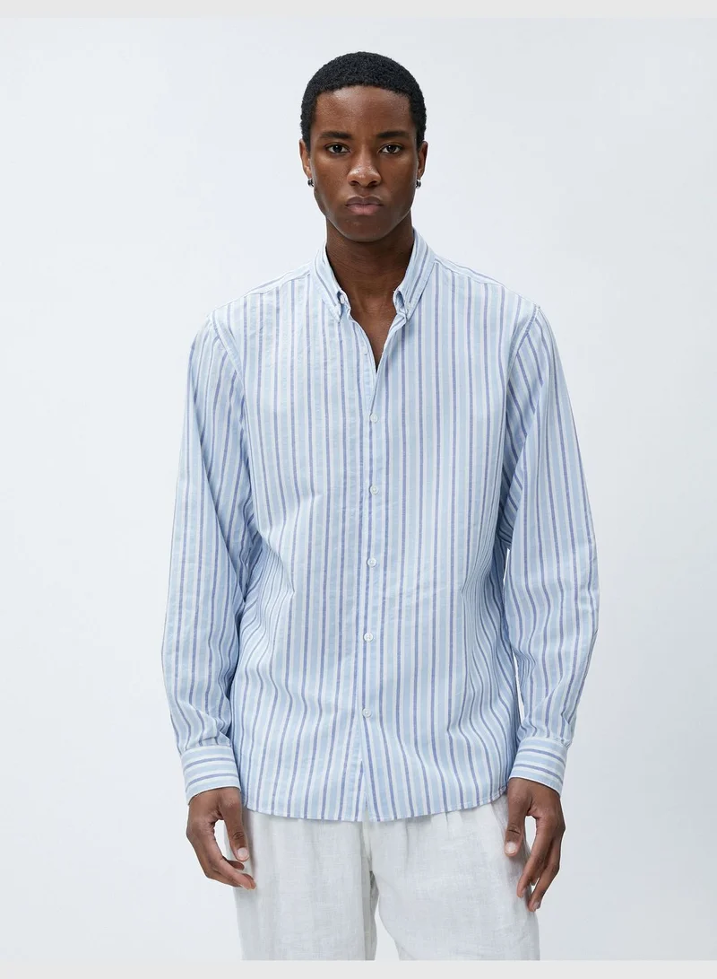 KOTON Regular Fit Neck Shirt Buttoned Long Sleeve
