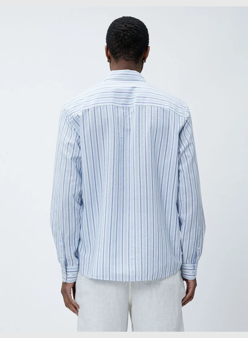 KOTON Regular Fit Neck Shirt Buttoned Long Sleeve