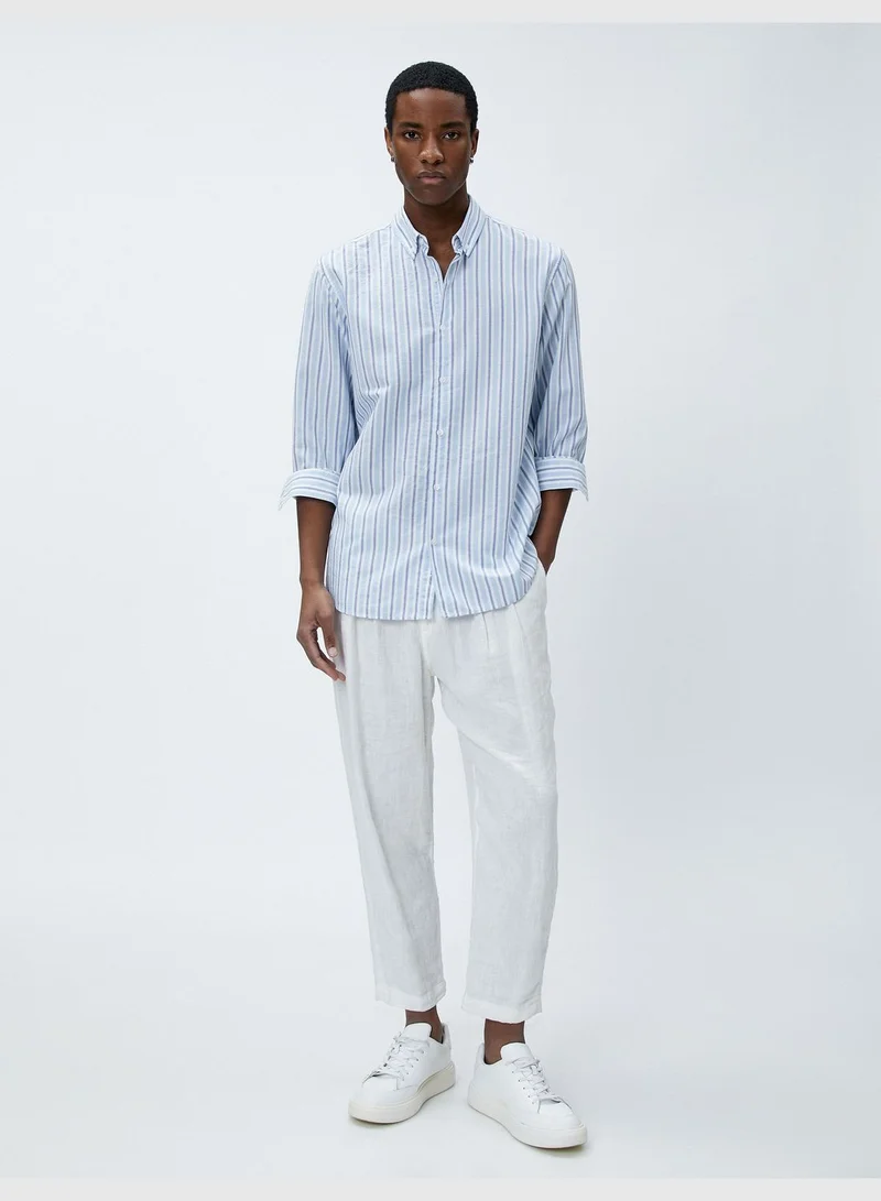 كوتون Regular Fit Neck Shirt Buttoned Long Sleeve