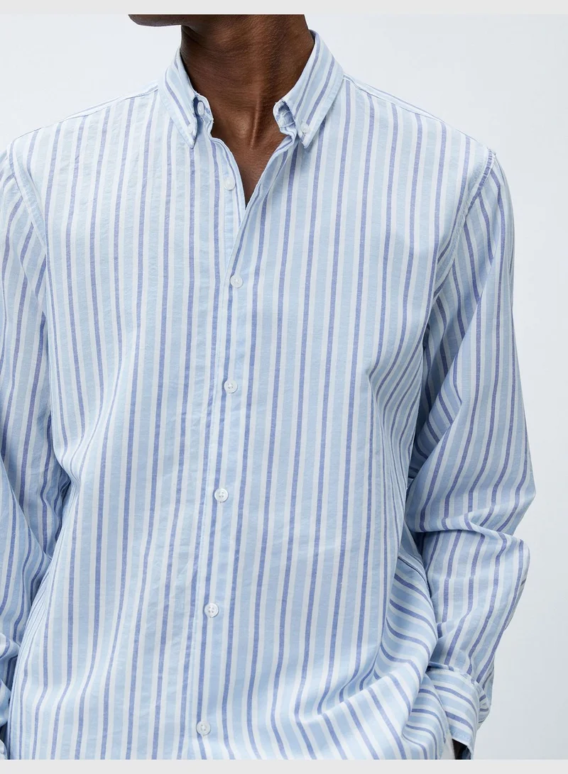 KOTON Regular Fit Neck Shirt Buttoned Long Sleeve
