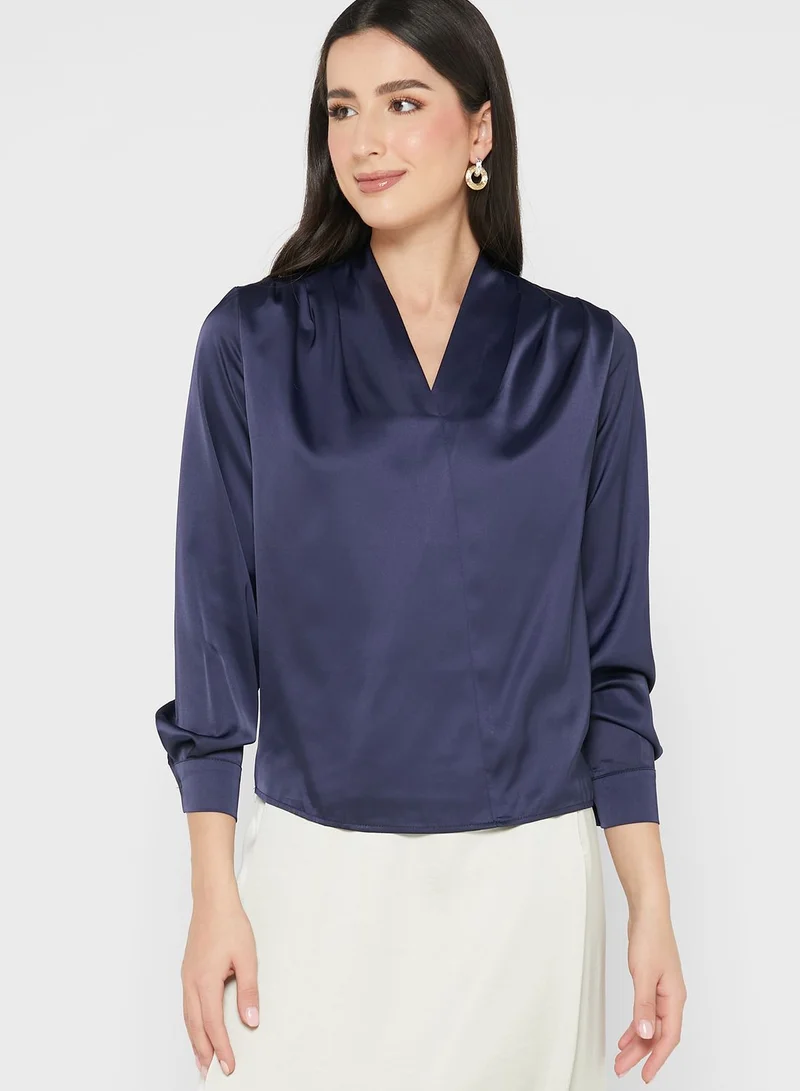 ELLA Wrap V Neck Detail Blouse