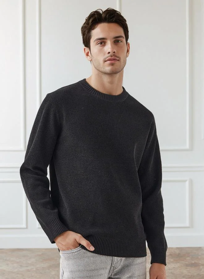 سبلاش فيڤ Men's Crew Neck Textured Sweater