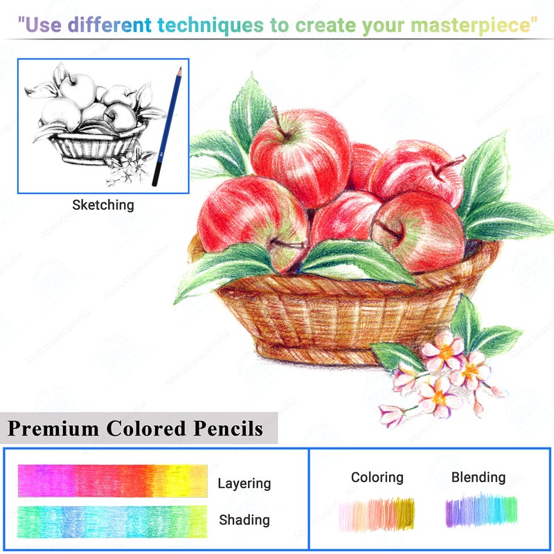 ABOUT SPACE Colour Pencils Kit (75 Pcs) with Shading Hb Pencil,Vinyl Eraser,Sharpener&Storage Box for Book Colouring,Blending,Sketching-Art Supplies for Beginners&Artists,Multicolor - Image 4