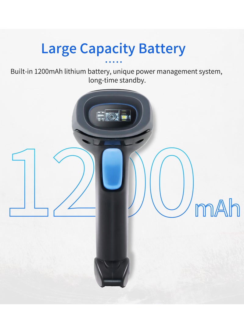 ماسح الباركود المحمول 1D/2D/QR Code Scanner 2.4G Wireless u0026amp; USB Wired Barcode Reader متوافق مع Windows Mac Linux - Image 3