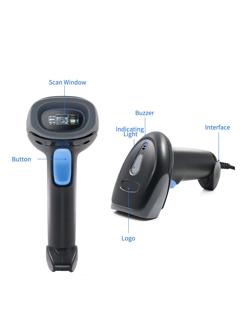 ماسح الباركود المحمول 1D/2D/QR Code Scanner 2.4G Wireless u0026amp; USB Wired Barcode Reader متوافق مع Windows Mac Linux - Image 5
