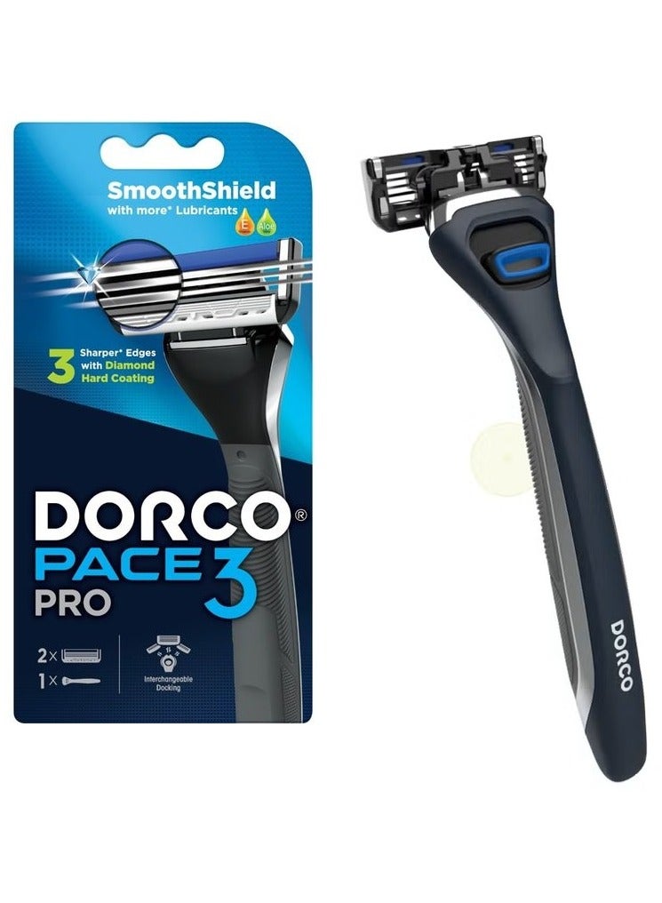 DORCO Pace3 Pro 3-Blade System Razor - 1 Handle + 2 Heads - Image 1