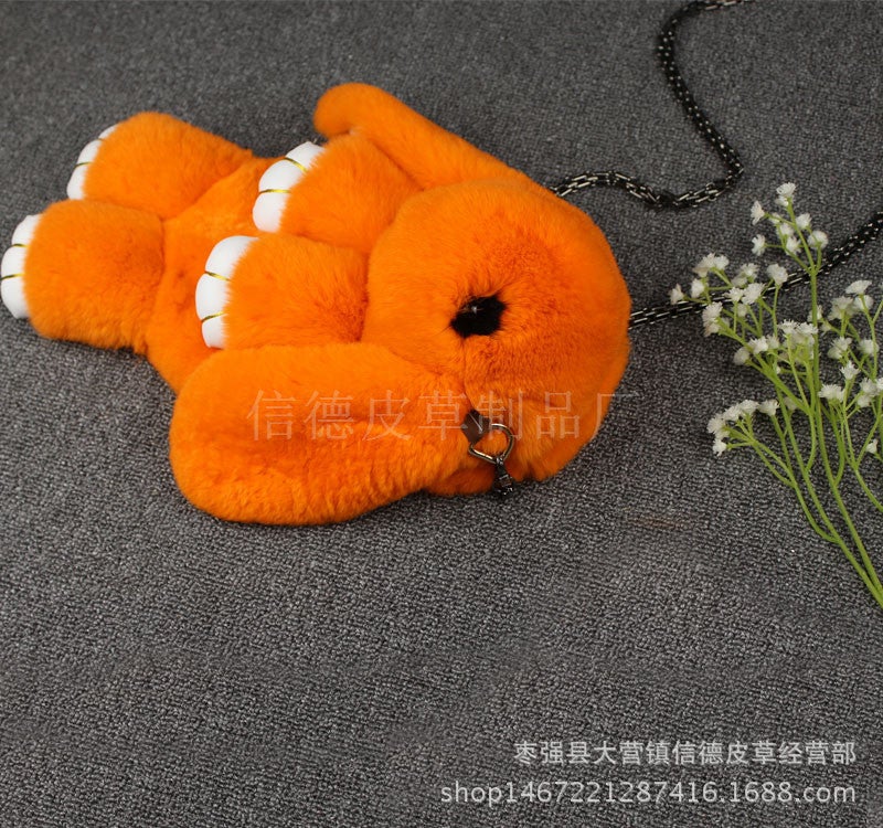 2024 Cute Plush Bunny Crossbody Kids Bag Orange 